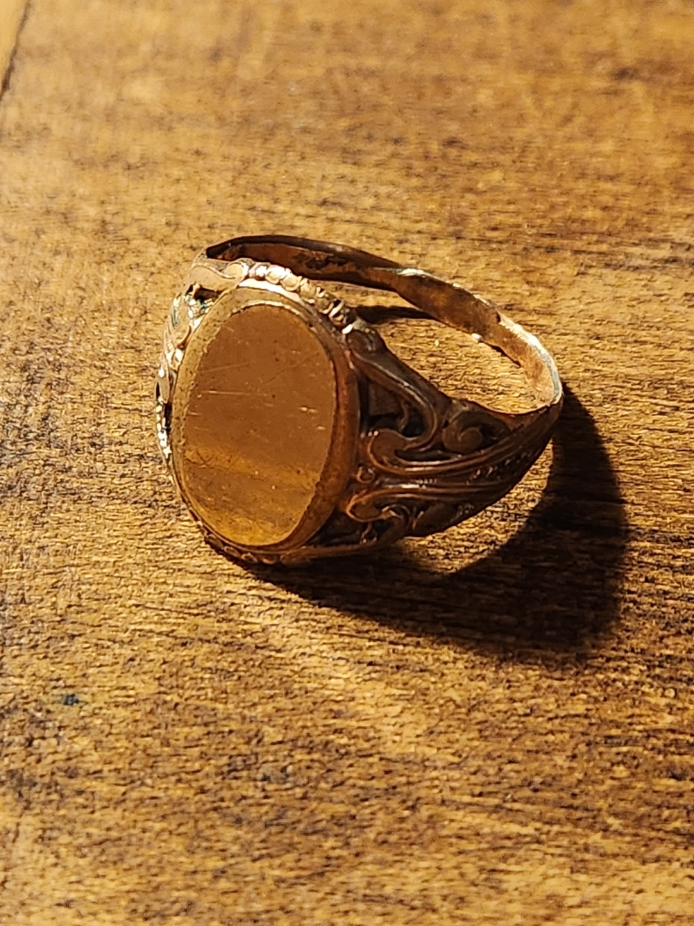 Gold-Tone Vintage Signet Ring - Women Jewelry